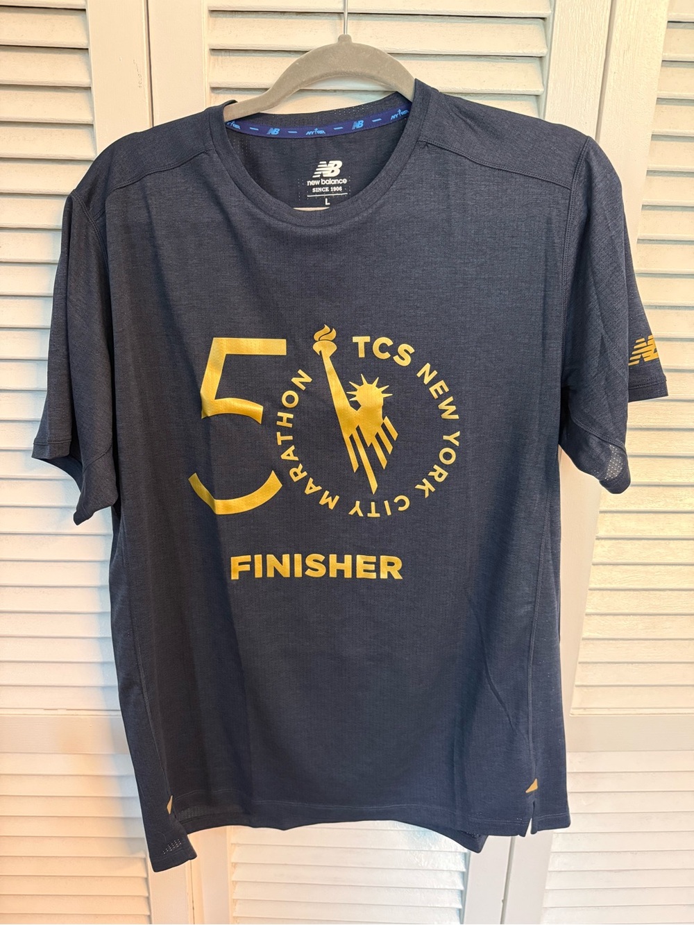 New Balance Men's Navy Blue 50th NYC Marathon Finisher Tee